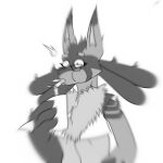  1:1 anthro blur_(disambiguation) blurred_character clothing crop_top eyewear girly glasses hi_res humor jeffthehusky lucario lucas_arynn male milkshake monochrome nintendo pok&eacute;mon pok&eacute;mon_(species) reaction_image shirt shocked solo spit-take topwear video_games 