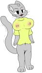 alpha_channel anthro arms_by_side belly big_breasts breasts clothing domestic_cat erect_nipples felid feline felis female full-length_portrait hi_res mammal nipples nipples_through_clothes paws portrait smug standing translucent translucent_clothing 