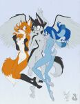  2021 5_fingers absurd_res aisty_(mancoin) amber_(mancoin) anthro barely_visible_genitalia barely_visible_pussy black_body black_fur black_nose blue_body blue_eyes blue_fur blue_hair blush breasts canid canine canis covering covering_breasts covering_self david_lillie digital_media_(artwork) domestic_dog ears_down embarrassed eyewear feet female fingers fox foxyverse fur genitals glasses group hair heterochromia hi_res husky lagomorph leporid lilly_sallaris long_hair lying mammal mancoin navel nipples nordic_sled_dog nude on_back on_side open_mouth orange_body orange_fur paws pivoted_ears ponytail pussy rabbit red_eyes red_fox short_hair shy signature simple_background sketch small_breasts smile spitz toes white_body white_fur wings 