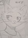  absurd_res ambiguous_gender anthro cute_face domestic_cat felid feline felis hi_res humanoid mammal monochrome sketch solo traditional_media_(artwork) trevor_(disambiguation) white-cat-trevor 