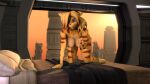  16:9 3d_(artwork) 4k absurd_res angela_cross anthro beckoning bed blue_eyes breasts canid canine digital_media_(artwork) female fox furniture gesture hi_res lombax looking_at_viewer mammal multicolored_body nipples ratchet_and_clank solo sony_corporation sony_interactive_entertainment stazzy video_games widescreen 