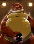  2017 belly bodily_fluids censored dragon drooling erection genitals hi_res kemono male moobs musk nanadragon4 overweight overweight_male penis red_body saliva solo tongue tongue_out 