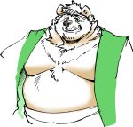 anthro belly exe_exem goro_(live-a-hero) green_eyes grin lifewonders live-a-hero looking_at_viewer male mammal musclegut overweight pecs smile solo ursid video_games 