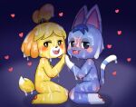  &lt;3 0227 :3 absurd_res animal_crossing anthro bedroom_eyes bodily_fluids canid canine canis cum cum_on_body domestic_cat domestic_dog duo felid feline felis female genital_fluids gradient_background hand_holding hi_res isabelle_(animal_crossing) kneeling looking_at_viewer mammal narrowed_eyes nintendo nude open_mouth open_smile paws rosie_(animal_crossing) seductive simple_background smile video_games 