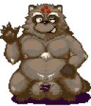  2016 alpha_channel balls belly big_balls black_nose brown_body canid canine censored genitals kemono low_res male mammal mature_male moobs nanadragon4 nipples overweight overweight_male penis raccoon_dog simple_background solo tanuki transparent_background 