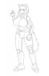  anthro big_breasts breasts bulge canid canine canis clothing colorless cybernetics cyborg herm hi_res horn intersex invalid_tag line_art looking_at_viewer machine mammal maned_wolf monochrome robotic_arm robotic_leg robotic_legs robotic_parts russian skinsuit skunkworth solo soviet_union tactical_belt tight_clothing wide_hips wolf 