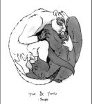  2001 69_position animal_genitalia anthro anthro_on_anthro anthro_penetrated anthro_penetrating anthro_penetrating_anthro balls claws dipstick_tail domestic_ferret duo english_text erection eyes_closed facial_markings genitals glove_(marking) greyscale hand_on_leg hand_on_thigh handjob handjob_while_penetrated handjob_while_penetrating head_markings long_tail low_res male male/male male_penetrated male_penetrating male_penetrating_male mammal markings mask_(marking) monochrome multicolored_tail mustela mustelid musteline oral penetration penile penis seraph sex sheath simple_background text traditional_media_(artwork) true_musteline whiskers white_background yin_yang 
