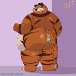  1:1 2021 anthro biped blush butt dibujospedorros felid hi_res male mammal orange_body overweight overweight_male pantherine simple_background solo tiger 