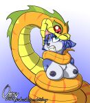  accessory anthro areola blue_body blue_fur blue_hair breasts canid canine chest_tuft coiling fangs female female_prey feral fox fur green_eyes hair hair_accessory jewelry krystal male male_pred mammal mango_(omny87) nintendo nipples nom omny87 oral_vore reptile scales scalie snake soft_vore star_fox tuft video_games viper vore 