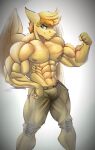  abs absurd_res anthro biceps bottomwear clothing equid equine flexing hasbro hi_res horse male mammal muscular muscular_anthro muscular_male muscular_thighs my_little_pony nipples pants pegasus pony rizzyofen simple_background smile smirk smug solo standing wings 