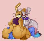  &lt;3 2021 absurd_res anthro big_breasts big_butt blue_body bodily_fluids breasts butt cum facesitting female five_nights_at_freddy&#039;s genital_fluids girly glitchtrap hi_res huge_breasts huge_butt lagomorph leporid male male/female male/male mammal purple_eyes rabbit red_eyes spicysausages vanny_(fnaf) video_games white_body yellow_body 