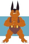  2021 2_toes 3_fingers absurd_res anthro anthrofied big_biceps big_deltoids big_muscles big_pecs big_quads big_triceps blue_background bristol brown_arms brown_body brown_clothing brown_ears brown_feet brown_fur brown_hands brown_head brown_legs brown_nose bulge clothing colored digital_drawing_(artwork) digital_media_(artwork) domestic_pig facing_viewer feet fingers flat_colors front_view full-length_portrait fur hands_together hands_together_elbows_apart head_tuft hi_res male mammal manly muscular muscular_anthro muscular_male nintendo no_irises onesie open_mouth open_smile pecs plantigrade pok&eacute;mon pok&eacute;morph portrait quads short simple_background smile solo standing suid suina sus_(pig) toes toony tuft video_games white_background wide_stance wrestling_clothing 