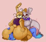  &lt;3 2021 absurd_res anthro big_breasts big_butt blue_body blue_hair breasts butt facesitting female five_nights_at_freddy&#039;s girly glitchtrap group hair hi_res huge_breasts huge_butt lagomorph leporid male male/female male/male mammal purple_eyes rabbit red_eyes spicysausages trio vanny_(fnaf) video_games white_body yellow_body 
