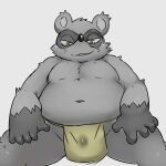  1:1 2016 anthro asian_clothing belly bodily_fluids canid canine clothing east_asian_clothing fundoshi genital_fluids green_eyes japanese_clothing kemono male mammal matatabi88 navel overweight overweight_male precum raccoon_dog sengoku_puzzle sitting solo tanuki tokugawa_ieyasu underwear video_games 