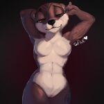  1:1 4_fingers anthro breasts curvy_figure female fingers genitals hi_res light lighting lutrine mammal mustelid pinup pose pussy realistic red_eyes short short_stack small_breasts smile solo spice_(character) spice_the_otter thick_thighs 