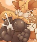  3_toes anal anal_penetration anthro anus balls big_butt bodily_fluids bouncing_balls bouncing_butt braixen butt canid canine cowgirl_position cum cum_in_ass cum_inside dialogue digital_media_(artwork) duo ejaculation english_text erection feet female female_on_top from_front_position fur genital_fluids genitals hand_on_leg hi_res inner_ear_fluff joooji lagomorph male male/female male_on_bottom male_penetrating mammal motion_lines nintendo nude on_bottom on_top open_mouth penetration penile penile_penetration penis pok&eacute;mon pok&eacute;mon_(species) raboot red_eyes sex smile text toes tuft video_games yellow_body 