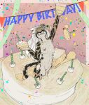  2021 birthday blokfort breasts cake candle cheetah confetti dessert eating eyes_closed felid feline female food genitals hi_res king_cheetah mammal nipples nude pussy simple_background text 