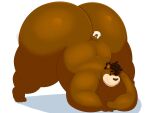  4:3 anthro ass_up big_butt brown_body brown_fur brown_hair butt cinna_(megacoolbear) fur hair hi_res huge_butt huge_thighs hyper hyper_butt jack-o&#039;_pose male mammal megacoolbear_(artist) nude overweight overweight_anthro overweight_male pose simple_background solo thick_thighs ursid white_background 