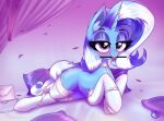  2021 blush clothed clothed_feral clothing digital_media_(artwork) equid equine eyebrows female feral friendship_is_magic hasbro hi_res horn inner_ear_fluff lingerie looking_at_viewer magic_wand mammal mouth_hold my_little_pony nevobaster panties_around_ankles petals smile solo trixie_(mlp) tuft underwear unicorn unicorn_horn 