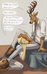  anthro anthro_on_anthro balls beastars bed big_penis clothed clothing dialogue duo english_text face_in_crotch foreskin furniture genitals hi_res huge_penis jack_(beastars) legs_around_partner louis_(beastars) male male/male penis penis_on_face speech_bubble text wolfsecret 