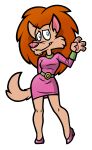  absurd_res alpha_channel anthro canid canine clothing dress female fluffy_the_werewolf hand_behind_back hi_res johnny_bravo_(series) mammal shy solo toonbat waving_at_viewer were werecanid werecanine werewolf 