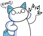  alpha_channel animal_humanoid black_claws claws fluffy fluffy_tail humanoid male owo simple_background solo source_request speech_bubble tewetanwolf theodd1sout_(character) transparent_background unknown_artist 