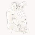  0ottotto0 2016 anthro bottomwear clothing hi_res kemono male mammal overweight overweight_male shirt shorts simple_background skateboard solo topwear ursid 