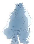  0ottotto0 2015 anthro balls_outline belly bottomwear bulge clothing genital_outline humanoid_hands kemono male mammal navel overweight overweight_male pants penis_outline polar_bear simple_background solo underwear ursid ursine white_background 