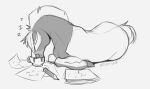  2021 ambiguous_gender cup digital_media_(artwork) drawings equid equine feral fur hair hi_res hooves horse mammal monochrome paper pen pencil_(object) signature simple_background sleeping solo white_background zazush-una 