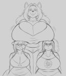  anthro big_breasts boob_hat breast_size_difference breasts canid canine canis domestic_dog eyewear female fox glasses hi_res huge_breasts hyper hyper_breasts jwinkz mammal monochrome size_difference superia unamused zoey_(jwinkz) 