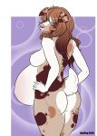  anthro belly big_belly blue_eyes breasts brown_hair butt canid canine canis domestic_dog female hair hands_on_hips hi_res horsefever indie_(xanderblaze) looking_back mammal nude pregnant pregnant_female solo standing xanderblaze_(copyright) 