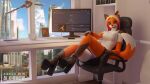  16:9 3d_(artwork) 3dart alkhimow anthro bottomwear breasts butt canid canine clothing commissionopen digital_media_(artwork) female fox fur hi_res high_heels mammal megan_(disambiguation) office panties secretary sex skirt solo underwear widescreen 