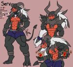  absurd_res anthro canid canid_demon canine canis demon fan_character hi_res houndoom hybrid lycanroc male mammal model_sheet nintendo pok&eacute;mon pok&eacute;mon_(species) pokefusion punished_kain serv(character) solo video_games 