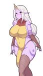  absurd_res big_breasts big_bulge blush bored breasts bulge clothed clothing curvy_figure dress eyebrow_through_hair eyebrows genitals gynomorph hair half-erect hi_res horn horned_humanoid humanoid humanoid_pointy_ears intersex league_of_legends navel penis pmstar purple_body purple_skin riot_games skindentation solo soraka standing tattoo thong translucent translucent_hair underwear video_games wide_hips yellow_eyes 