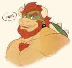  &lt;3 2021 anthro beard big_muscles body_hair bowser bust_portrait chest_hair collar dialogue english_text eyebrows facial_hair hair horn icon koopa looking_at_viewer male mario_bros muscular muscular_anthro muscular_male nintendo pecs portrait raised_eyebrow red_hair scalie shell simple_background smile solo spiked_collar spiked_shell spikes spikes_(anatomy) talking_to_viewer text thediyemi video_games white_background 