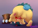  anal anal_masturbation anal_penetration balls blush bow_tie butt clothing digital_media_(artwork) dildo erection feral fur galv3z_(artist) galvez_(galv3z) genitals headgear headwear hi_res male mammal masturbation nintendo nude penetration penis pok&eacute;mon pok&eacute;mon_(species) quilava sex_toy simple_background solo video_games 