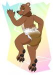  anthro black_claws black_nails black_nose black_pawpads brown_bear brown_body brown_fur claws clcoon colored_nails diaper feces filth filthy fur grizzly_bear hair hi_res kuruk_(character) male mammal mane mane_hair messing_diaper messy messy_diaper multicolored_body multicolored_fur nails pawpads scat soiling solo solo_focus ursid ursine used_diaper wearing_diaper 