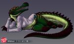  2021 4_toes 5_fingers anthro artist_logo artist_name big_breasts bikini biped blue_eyes breasts brown_body brown_scales brown_spikes claws clothing countershade_breasts countershade_hands countershade_neck countershade_scales countershade_tail countershade_torso countershading crocodilian deviantart deviantart_logo digital_drawing_(artwork) digital_media_(artwork) eyelashes feet female finger_claws fingers front_view full-length_portrait furaffinity furaffinity_logo green_body green_scales green_sclera grey_background head_markings hi_res instagram instagram_logo leg_markings logo long_snout long_tail looking_at_viewer lying markings multicolored_bikini multicolored_clothing multicolored_swimwear navel newgrounds newgrounds_logo non-mammal_breasts non-mammal_navel on_side open_mouth open_smile orange_markings patreon patreon_logo portrait predaguy reptile sarcosuchus scales scalie sharp_teeth shirt side_boob simple_background smile smiling_at_viewer snout solo spikes spikes_(anatomy) swimwear tail_dimple tail_markings tail_ridge teeth thick_tail thick_thighs toe_claws toes topwear translucent translucent_clothing translucent_shirt translucent_topwear twitter twitter_logo under_boob wide_hips 