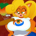  1:1 2021 3barts absurd_res activision anthro bandicoot bat_(object) big_breasts blonde_hair bottomwear bouncing_breasts breast_jiggle breast_squish breasts clothing coco_bandicoot crash_bandicoot_(series) curvy_figure denim denim_clothing dialogue digital_media_(artwork) english_text eyelashes female food fruit fur green_eyes hair hands_on_hips hi_res hourglass_figure huge_breasts jeans lips mammal marsupial multicolored_body multicolored_fur offscreen_character orange_body orange_fur pants plant ponytail simple_background smile solo squish standing tan_body tan_fur text tongue video_games voluptuous wide_hips wumpa_fruit 