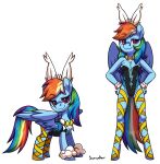  2021 absurd_res alpha_channel anthro bunny_costume bunny_ears_(cosmetic) clothing costume duo equid equine female feral friendship_is_magic hasbro hi_res looking_at_viewer mammal my_little_pony pegasus rainbow_dash_(mlp) sketchy_skylar skinsuit tight_clothing wings 