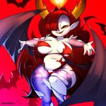  1:1 big_breasts breasts chiropteran clothing collaboration dankodeadzone disney female hair hair_over_eye hekapoo hi_res horn horned_humanoid humanoid mammal one_eye_obstructed red_hair star_vs._the_forces_of_evil tobitobi90 torn_clothing white_body wide_hips winged_humanoid wings 