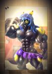 abs absurd_res anthro biceps big_muscles bottomwear bulge canid canine canis claws clothed clothing digitigrade eeveelution flexing hi_res huge_muscles hybrid male mammal mirror mirror_selfie muscular muscular_anthro muscular_male muscular_thighs nintendo nipples pok&eacute;mon pok&eacute;mon_(species) reflection rizzyofen selfie shorts solo umbreon underwear veiny_muscles video_games wolf 