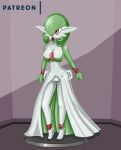  big_breasts bound breasts clothing dress encasement fan_character female gardevoir handles_on_hips high_heels human humanoid mammal nintendo patreon pok&eacute;mon pok&eacute;mon_(species) red_eyes rosvo rubber rubber_suit sex_doll sex_doll_holes simple_background solo video_games 