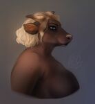  anthro bovid bovine cattle female hair hi_res horn lostgoose mammal overweight overweight_anthro overweight_female portrait thick_thighs wide_hips 