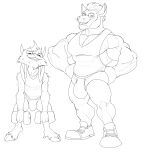  2021 abs absurd_res anthro athletic athletic_anthro athletic_male barefoot big_biceps big_bulge big_ears big_muscles big_pecs big_quads big_triceps bottomwear bristol bulge cheek_tuft chiko_(bristol) chin_tuft clothing digital_drawing_(artwork) digital_media_(artwork) dumbbell duo ears_down exercise eyebrows eyes_closed facial_tuft feet footwear front_view full-length_portrait hair hands_on_hips hi_res hotpants huge_muscles huge_pecs larger_anthro larger_male looking_at_another looking_at_partner looking_down male male/male mammal midriff monochrome murid murine muscular muscular_anthro muscular_male open_mouth open_smile pecs pivoted_ears plantigrade portrait pose quads rat rodent shaking shoes short shorts simple_background size_difference slim_anthro slim_male smaller_anthro smaller_male smile speedo spread_legs spreading standing swimwear three-quarter_view tight_clothing trembling triceps tuft weightlifting weights white_background workout 