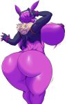  absurd_res alpaca anthro back_boob big_breasts big_butt breasts butt camelid clothed clothing daiidalus dj_bop epic_games female fortnite hair hand_on_head headphones hi_res huge_breasts huge_butt itisjoidok jacket mammal nipples purple_body purple_hair rear_view simple_background solo thick_thighs topwear video_games 