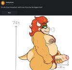  alternate_universe anthro balls belly big_balls big_butt big_penis blue_eyes bodily_fluids bowser breath butt chest_tuft chubby_anthro chubby_male claws curious_cat english_text erect_nipples erection fangs foreskin genital_fluids genitals hair hi_res horn huff koopa male mario_bros masturbation measurements moobs musclegut muscular muscular_male nintendo nipples nood1e overweight overweight_anthro overweight_male penis precum pubes red_hair scalie simple_background slightly_chubby solo solo_focus tall text thick_penis thick_thighs tuft uncut video_games white_background 