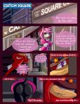  2019 absurd_res amy_rose anthro breech_loader clothed clothing comic detailed_background echidna english_text eulipotyphlan female fur green_eyes handwear hedgehog hi_res knuckles_the_echidna male mammal monotreme purple_eyes sega solo sonic_the_hedgehog_(series) text toso video_games 