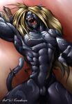  anthro balls felid feline fur genitals hair hi_res karabiner male mammal nipples nude penis simple_background solo 