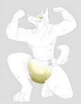  2018 4_toes anthro anubian_jackal blush bodily_fluids bottlebear canid canine canis clothed clothing diaper digital_drawing_(artwork) digital_media_(artwork) feces feet filth filthy flexing fur genital_fluids grey_background headgear headwear hi_res jackal league_of_legends male mammal messy_diaper muscular muscular_male nasus_(lol) nipples riot_games scat sharp_teeth simple_background soiling solo sweat teeth toes topless urine used_diaper video_games wet_diaper wetting 